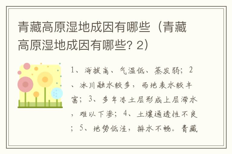 青藏高原湿地成因有哪些（青藏高原湿地成因有哪些? 2）