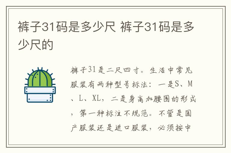裤子31码是多少尺 裤子31码是多少尺的