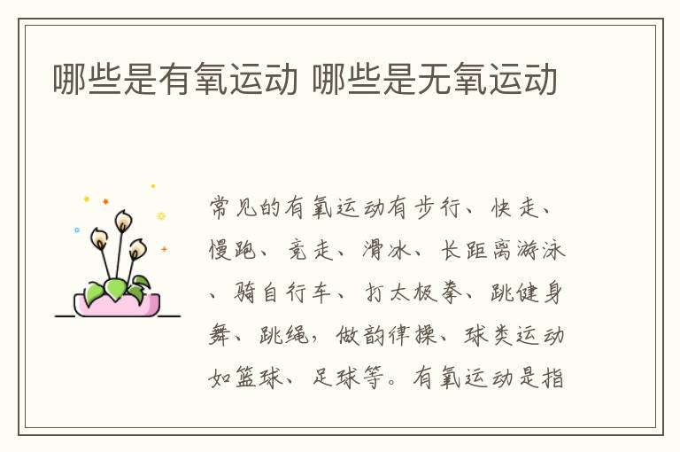 哪些是有氧运动 哪些是无氧运动