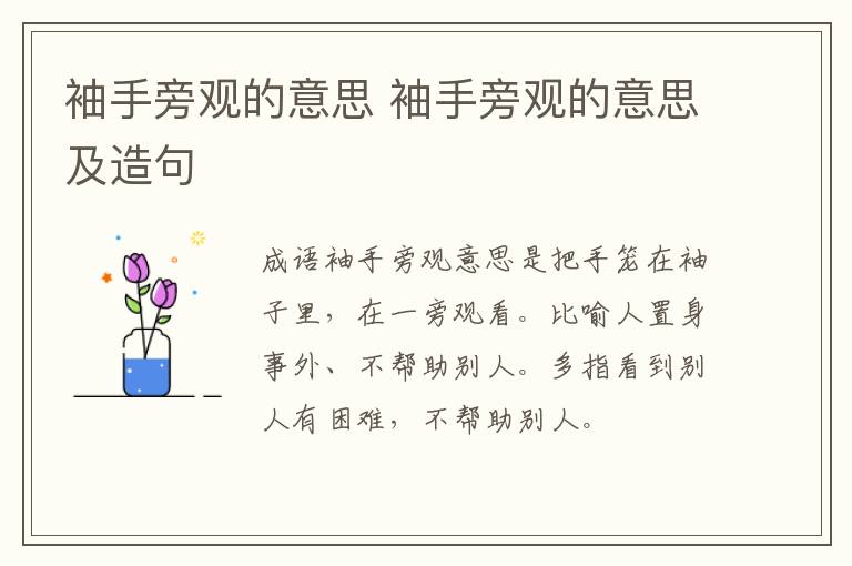 袖手旁观的意思 袖手旁观的意思及造句