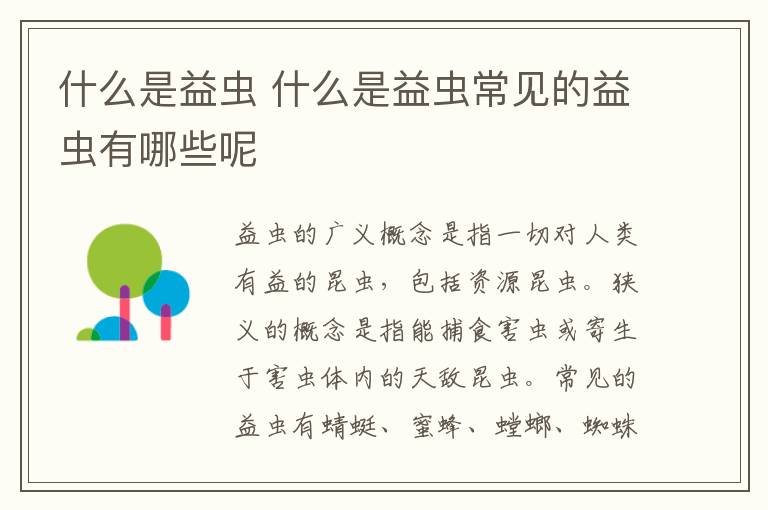 什么是益虫 什么是益虫常见的益虫有哪些呢