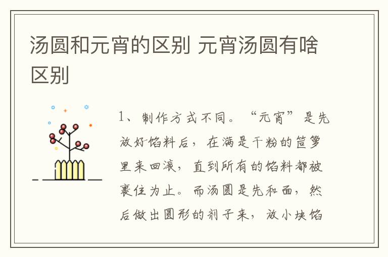 汤圆和元宵的区别 元宵汤圆有啥区别
