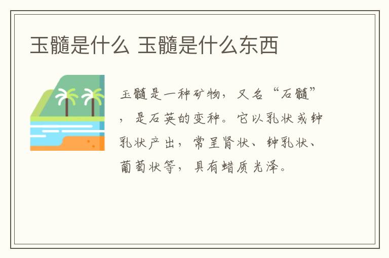 玉髓是什么 玉髓是什么东西