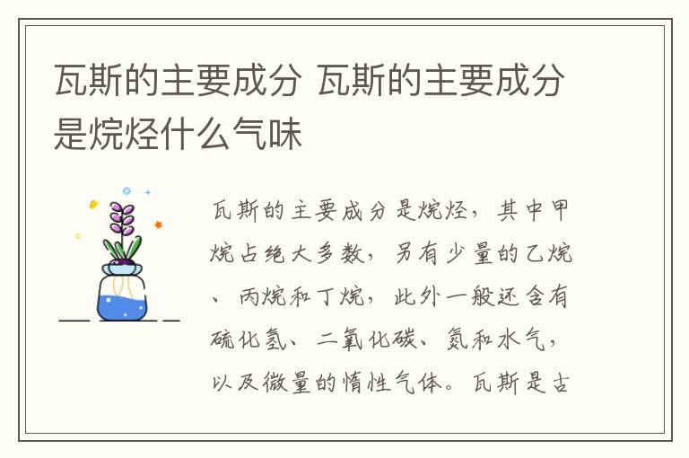 瓦斯的主要成分 瓦斯的主要成分是烷烃什么气味