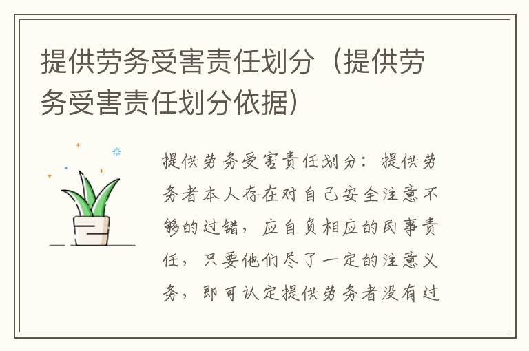 提供劳务受害责任划分（提供劳务受害责任划分依据）
