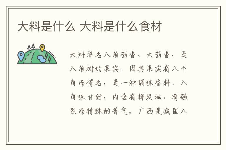 大料是什么 大料是什么食材