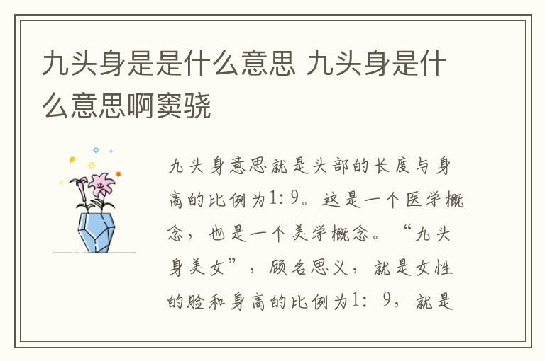 九头身是是什么意思 九头身是什么意思啊窦骁