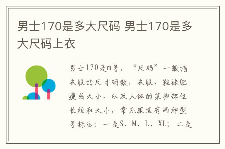 男士170是多大尺码 男士170是多大尺码上衣