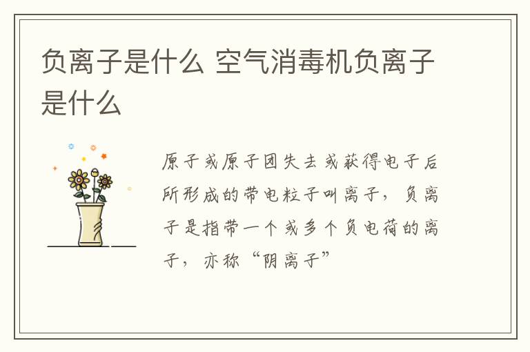 负离子是什么 空气消毒机负离子是什么