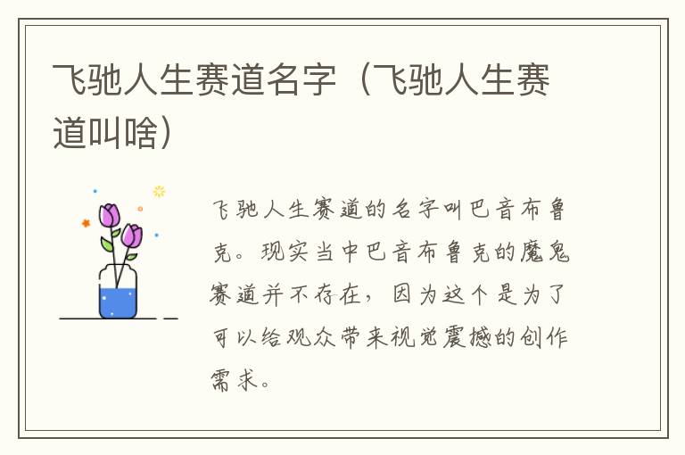 飞驰人生赛道名字（飞驰人生赛道叫啥）