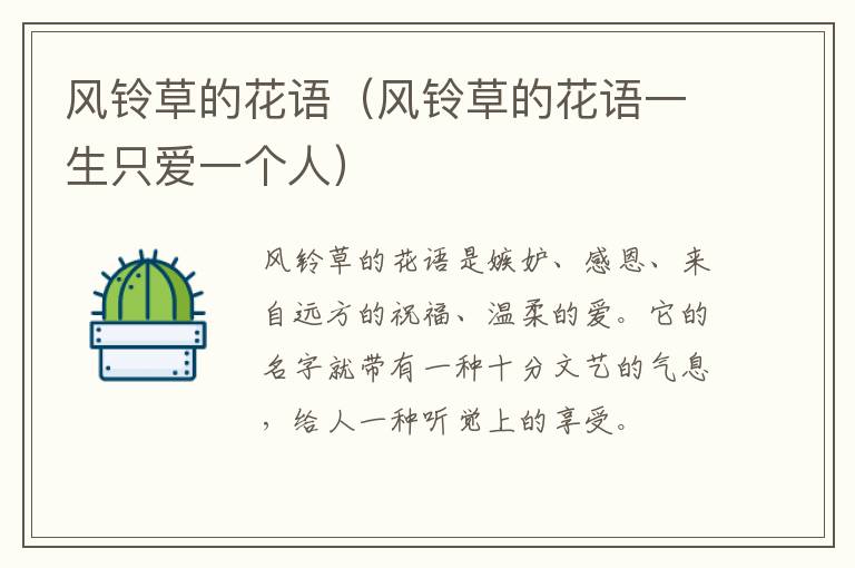风铃草的花语（风铃草的花语一生只爱一个人）