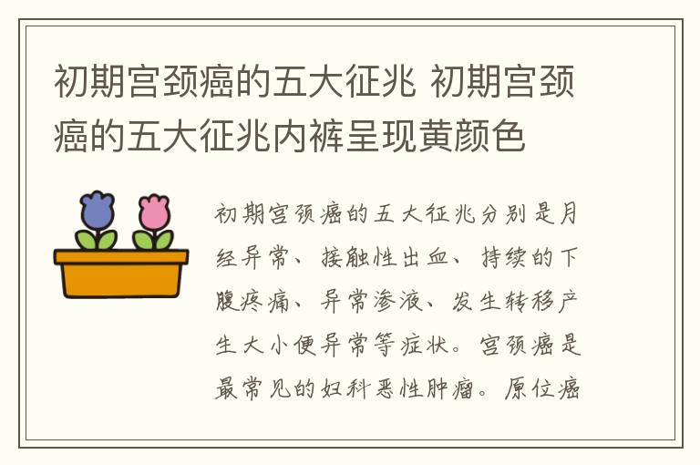 初期宫颈癌的五大征兆 初期宫颈癌的五大征兆内裤呈现黄颜色