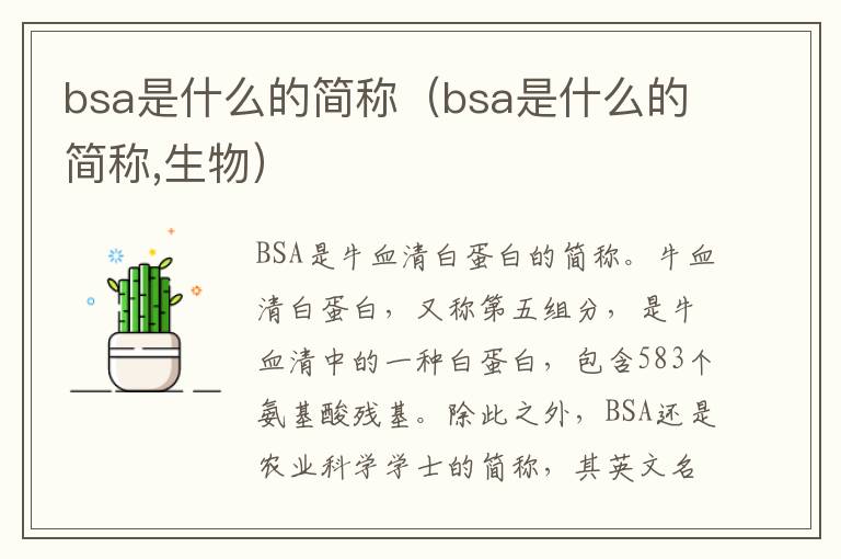 bsa是什么的简称（bsa是什么的简称,生物）