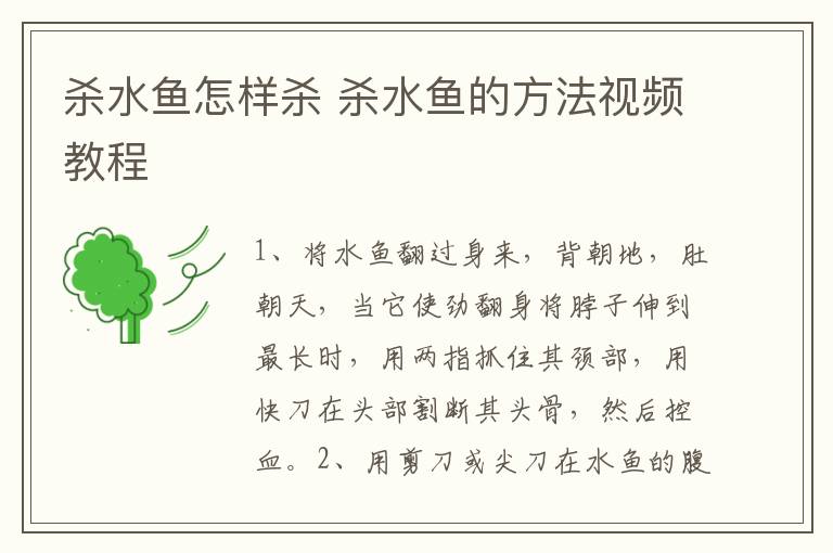 杀水鱼怎样杀 杀水鱼的方法视频教程