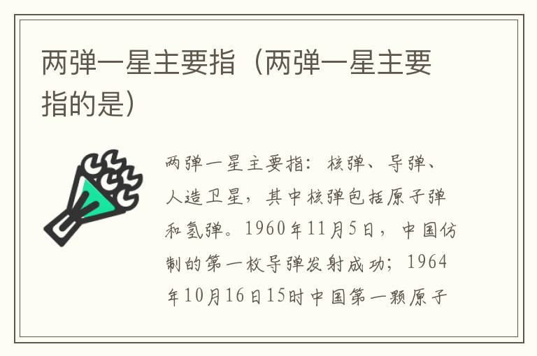 两弹一星主要指（两弹一星主要指的是）