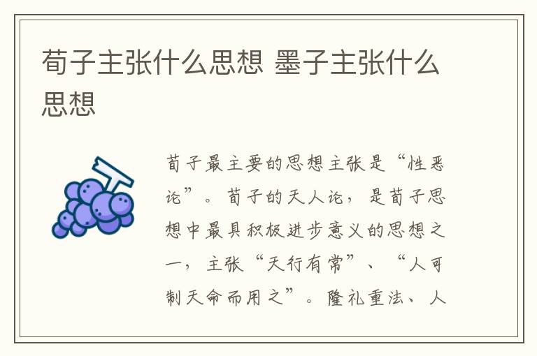 荀子主张什么思想 墨子主张什么思想