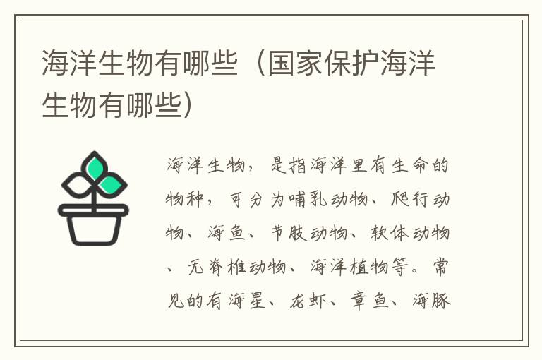 海洋生物有哪些（国家保护海洋生物有哪些）