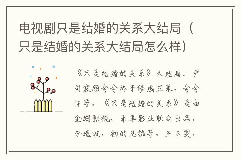 电视剧只是结婚的关系大结局（只是结婚的关系大结局怎么样）