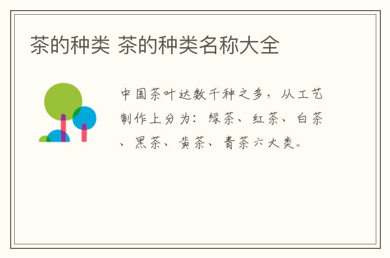 茶的种类 茶的种类名称大全