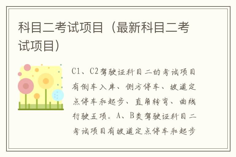 科目二考试项目（最新科目二考试项目）