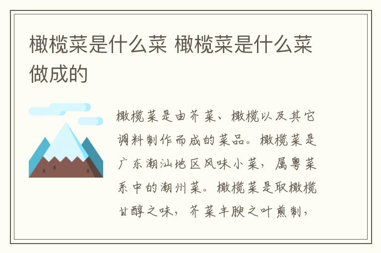 橄榄菜是什么菜 橄榄菜是什么菜做成的