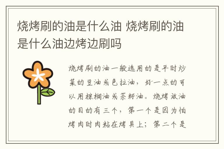 烧烤刷的油是什么油 烧烤刷的油是什么油边烤边刷吗