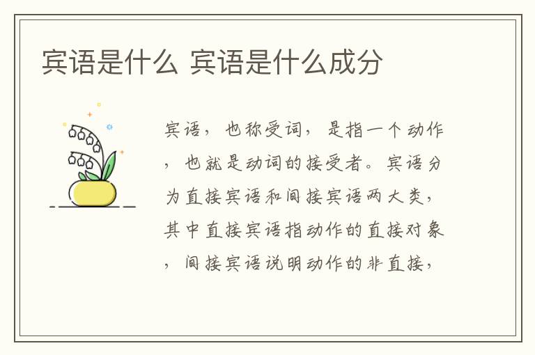 宾语是什么 宾语是什么成分