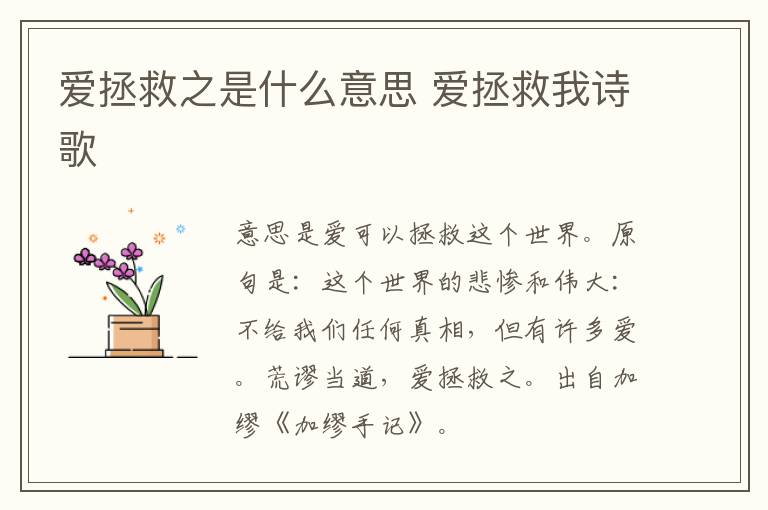 爱拯救之是什么意思 爱拯救我诗歌