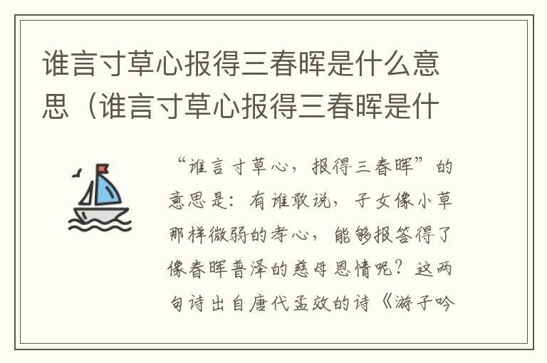 谁言寸草心报得三春晖是什么意思（谁言寸草心报得三春晖是什么意思表达了诗人怎样的感情）