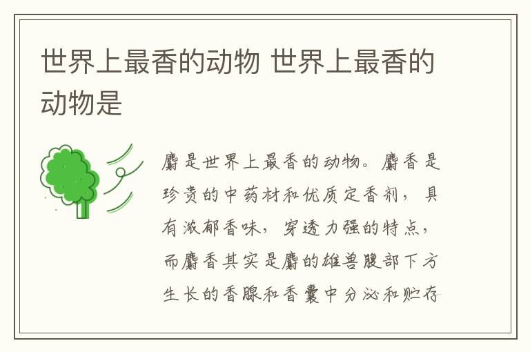 世界上最香的动物 世界上最香的动物是