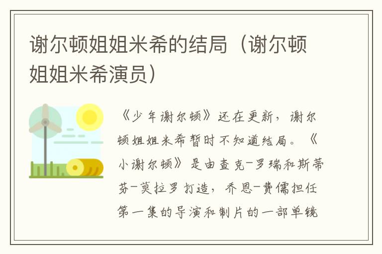 谢尔顿姐姐米希的结局（谢尔顿姐姐米希演员）