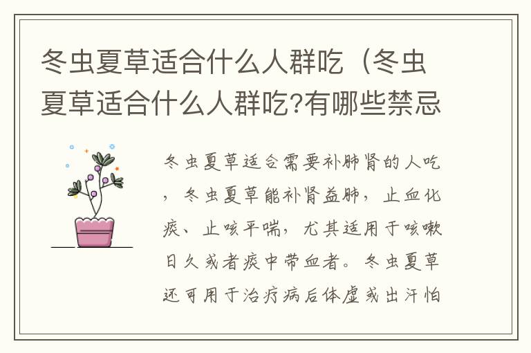 冬虫夏草适合什么人群吃（冬虫夏草适合什么人群吃?有哪些禁忌）
