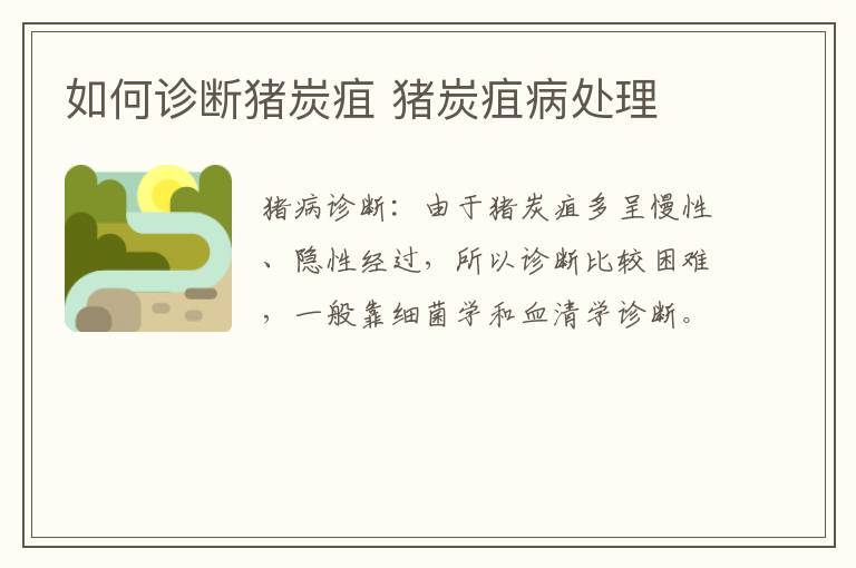 如何诊断猪炭疽 猪炭疽病处理