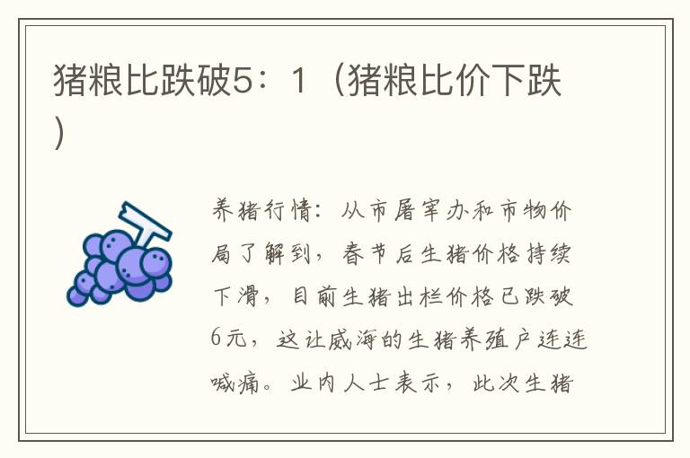 猪粮比跌破5：1（猪粮比价下跌）