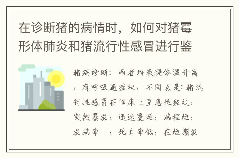在诊断猪的病情时，如何对猪霉形体肺炎和猪流行性感冒进行鉴别？