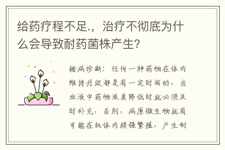 给药疗程不足.，治疗不彻底为什么会导致耐药菌株产生？