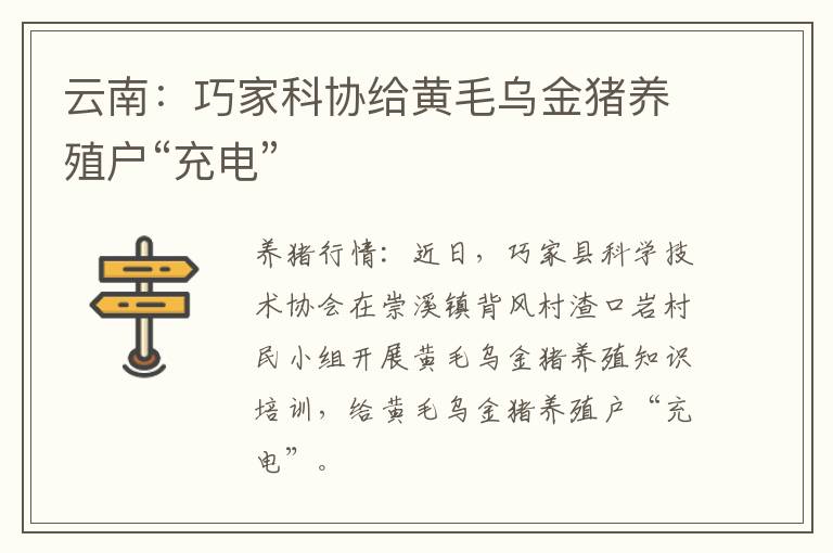 云南：巧家科协给黄毛乌金猪养殖户“充电”