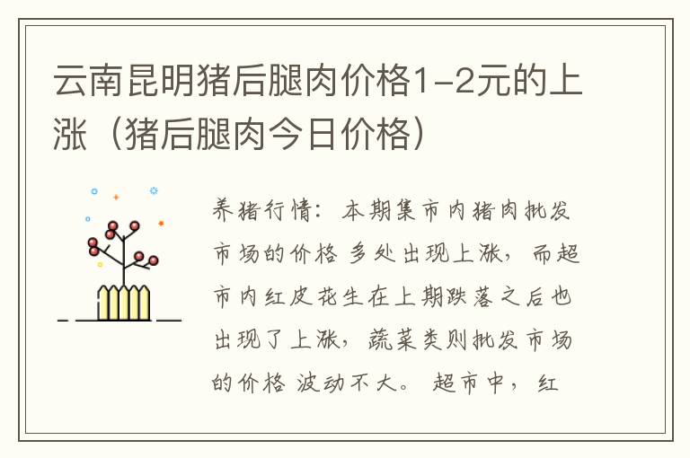 云南昆明猪后腿肉价格1-2元的上涨（猪后腿肉今日价格）