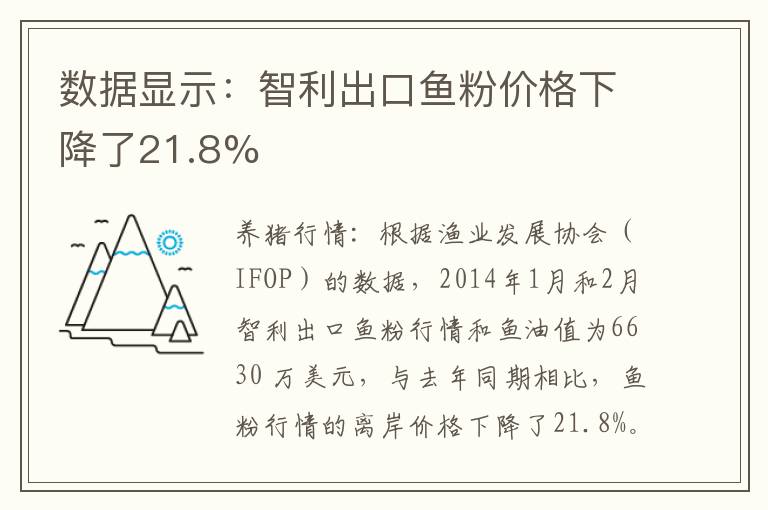 数据显示：智利出口鱼粉价格下降了21.8%