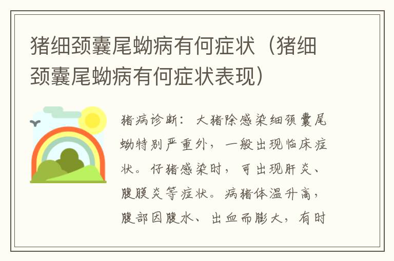 猪细颈囊尾蚴病有何症状（猪细颈囊尾蚴病有何症状表现）