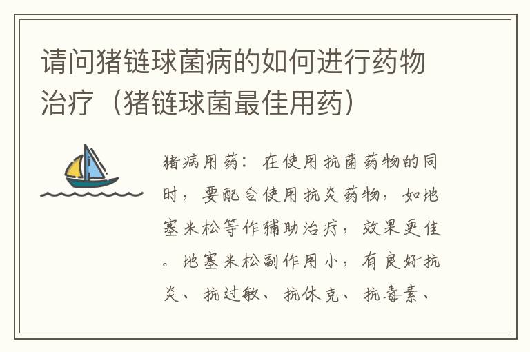 请问猪链球菌病的如何进行药物治疗（猪链球菌最佳用药）
