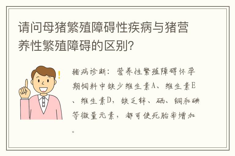 请问母猪繁殖障碍性疾病与猪营养性繁殖障碍的区别？