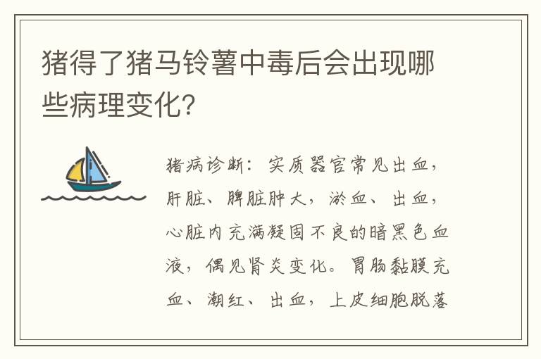 猪得了猪马铃薯中毒后会出现哪些病理变化？