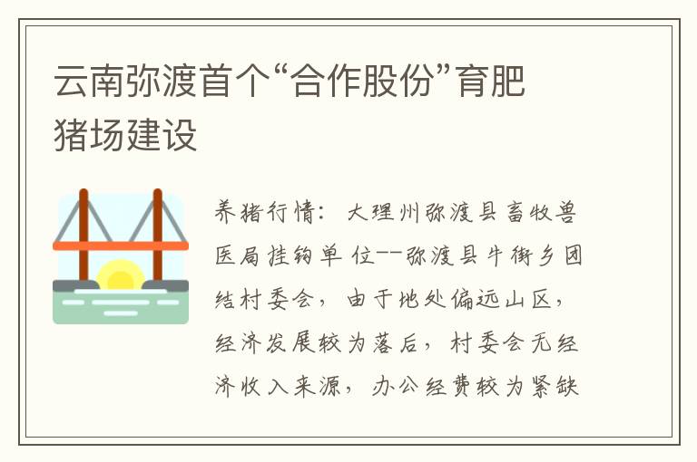 云南弥渡首个“合作股份”育肥猪场建设