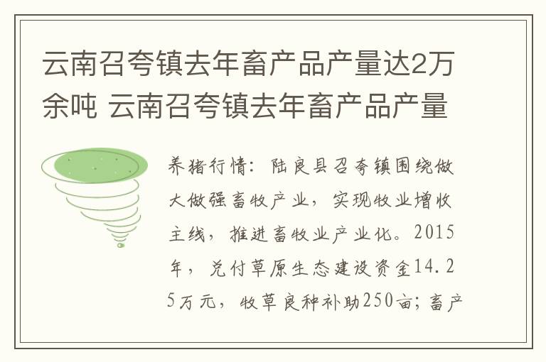 云南召夸镇去年畜产品产量达2万余吨 云南召夸镇去年畜产品产量达2万余吨