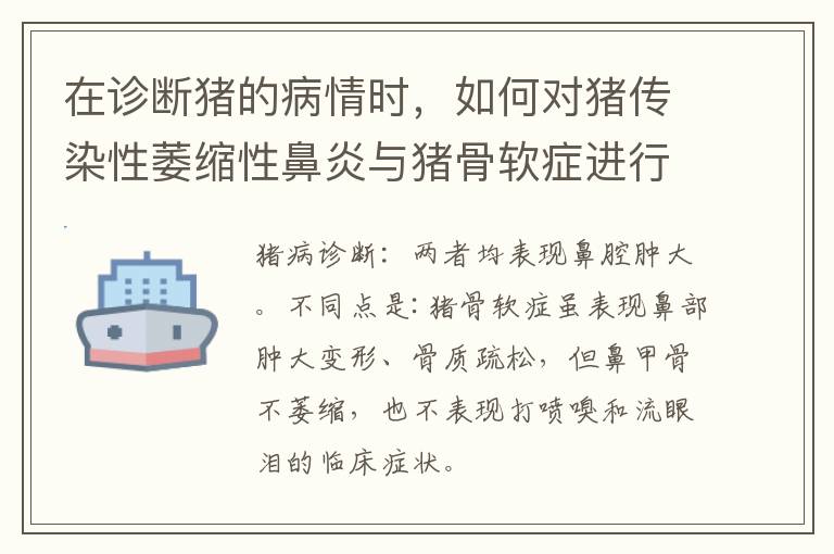 在诊断猪的病情时，如何对猪传染性萎缩性鼻炎与猪骨软症进行鉴别
