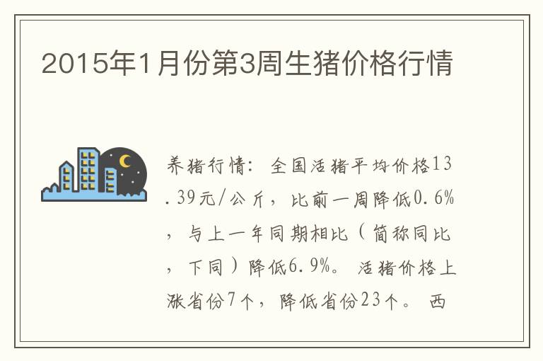2015年1月份第3周生猪价格行情