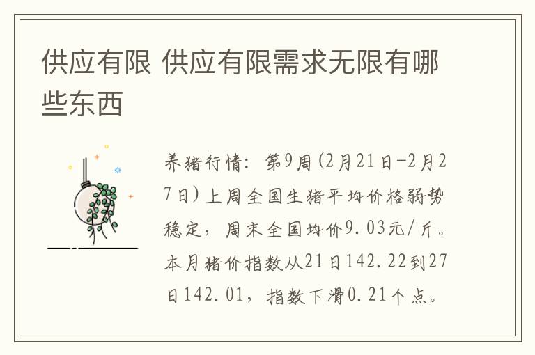 供应有限 供应有限需求无限有哪些东西