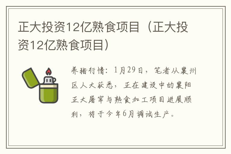 正大投资12亿熟食项目（正大投资12亿熟食项目）