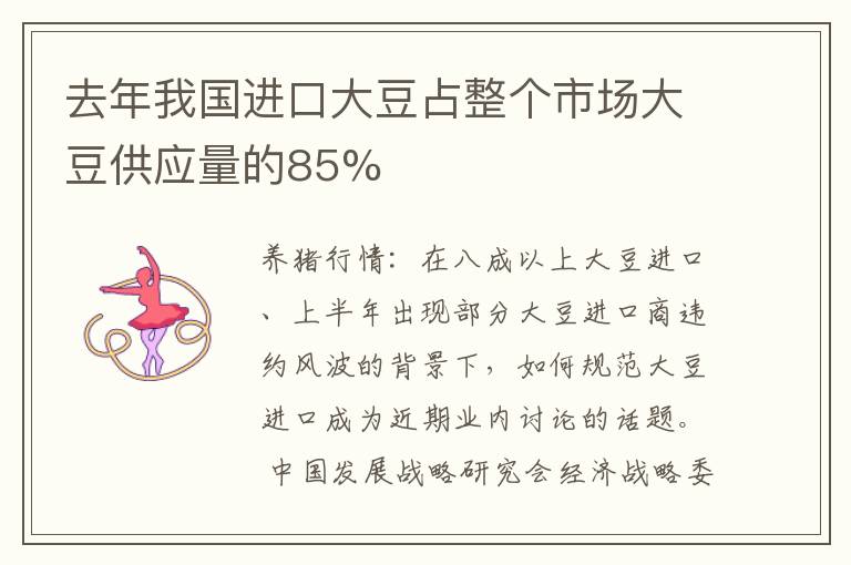 去年我国进口大豆占整个市场大豆供应量的85%